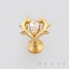 THORNED HEART TEAR DROP CZ 316L SURGICAL STEEL THREADLESS PUSH-PIN LABRET SET